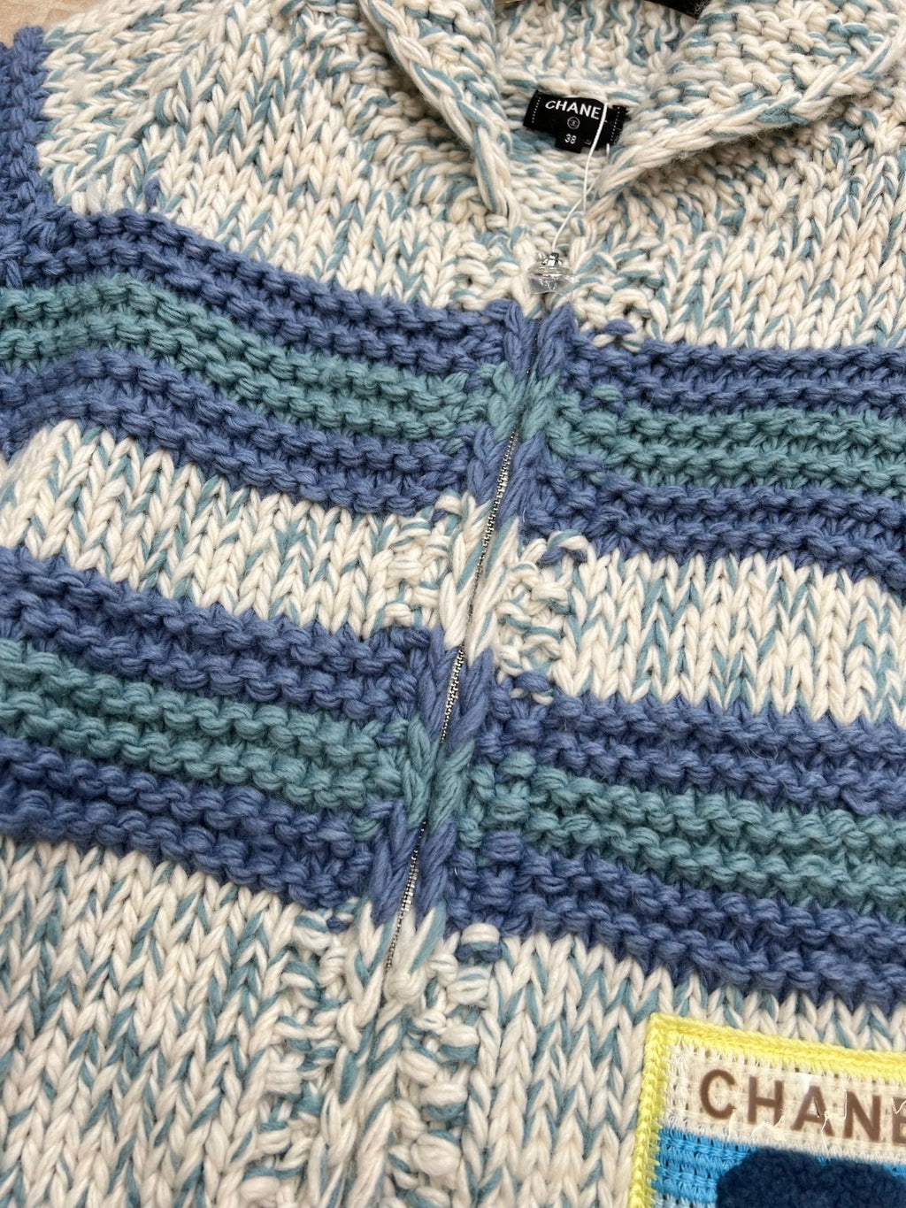 CHANEL 25S BLUE STRIPED CARDIGAN 620415
