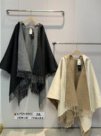 FFPONCHO 160 CM IN BLACK CASHMERE AND WOOL