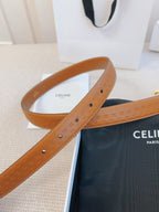 CELINE 25S BELT TRIOMPHE 25MM IN LIGHT BROWN CALFSKIN DEBOSSED LOGO 563331