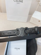 CELINE 25S BELT 25MM TRIOMPHE IN BLACK CALFSKIN 563334