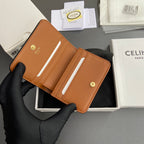 TRIOMPHE 622 Compact Wallet Tan Canvas & Cowhide