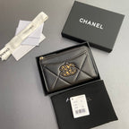 CC 19 Zipper Card Holder Black Sheepskin GHW 234760