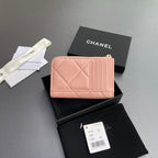 CC 19 Zipper Card Holder Pink Sheepskin GHW 234764