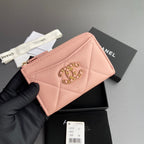 CC 19 Zipper Card Holder Pink Sheepskin GHW 234764