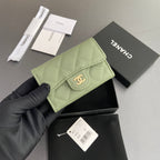 CC Zipper Flap Card Holder Olive Green Caviar GHW 234659