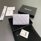CC Zipper Flap Card Holder Light Purple Caviar GHW 234665
