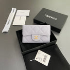 CC Zipper Flap Card Holder Light Purple Caviar GHW 234665