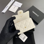 CC Zipper Flap Card Holder White Caviar GHW 234669