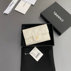 CC Zipper Flap Card Holder White Caviar GHW 234669