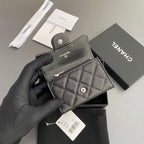 CC Zipper Flap Card Holder Black Caviar Sliver Steel 234671