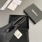 CC Zipper Flap Card Holder Black Caviar Sliver Steel 234671