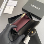 CC Zipper Flap Card Holder Black Sheepskin 234677