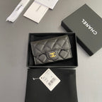 CC Zipper Flap Card Holder Black Sheepskin 234677