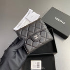 CC 82288 Classic Flap Wallet Black Caviar Polished Silver 229880