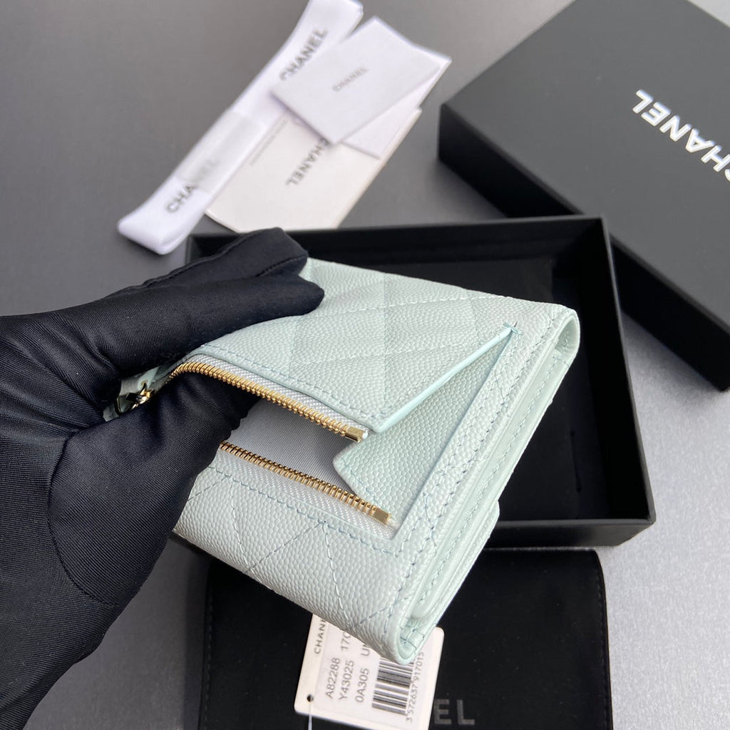CC 82288 Classic Flap Wallet Light Blue Caviar GHW 229892