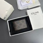 TRIOMPHE Horizontal Card Holder Tan Canvas&Cowhile