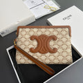 TRIOMPHE PRINT Small Pouch Tan Beige Cowhide