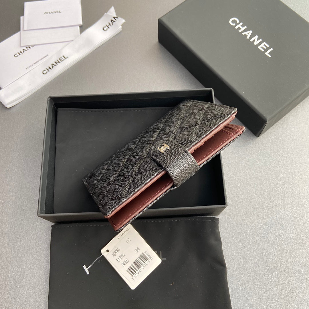 CC 96066 Compact Wallet Black Caviar Sliver Steel 234611
