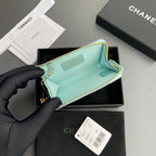 CC Hook & Chain Zipper Card Holder Light Blue Caviar GHW 234713