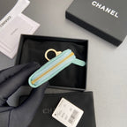 CC Hook & Chain Zipper Card Holder Light Blue Caviar GHW 234713