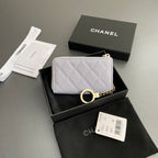 CC Hook & Chain Zipper Card Holder Light Purple Caviar GHW 234717