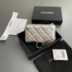 CC Hook & Chain Zipper Card Holder Sliver Sheepskin Sliver Steel 234719