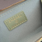 CC Hook & Chain Zipper Card Holder Light Green Caviar GHW 234727