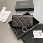 CC Hook & Chain Zipper Card Holder Black Caviar Sliver Steel 234731