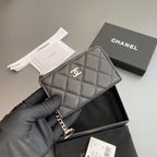 CC Hook & Chain Zipper Card Holder Black Caviar Sliver Steel 234731