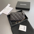 CC Hook & Chain Zipper Card Holder Black Caviar GHW 234733