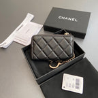 CC Hook & Chain Zipper Card Holder Black Sheepskin Sliver Steel 234735