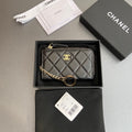 CC Hook & Chain Zipper Card Holder Black Sheepskin Sliver Steel 234735