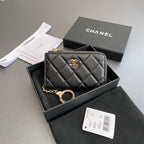 CC Hook & Chain Zipper Card Holder Black Sheepskin Sliver Steel 234735