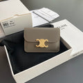 TRIOMPHE 10i583 Flap Card Holder Modern Taupe Shiny Cowhide
