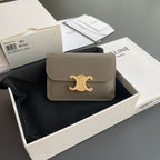 TRIOMPHE 10i583 Flap Card Holder Modern Taupe Shiny Cowhide