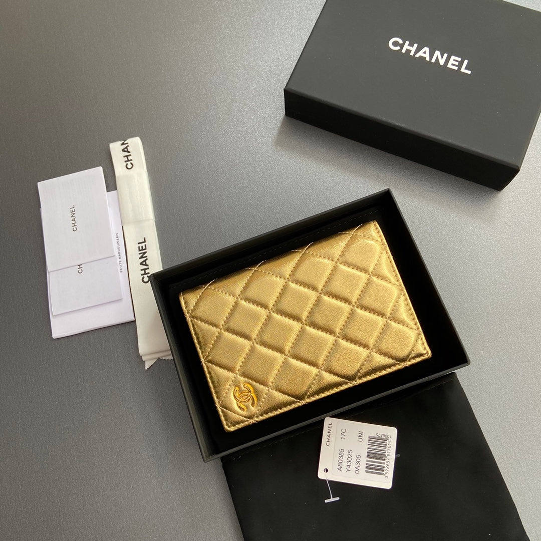 CC Passport Holder Gold Sheepskin 234703