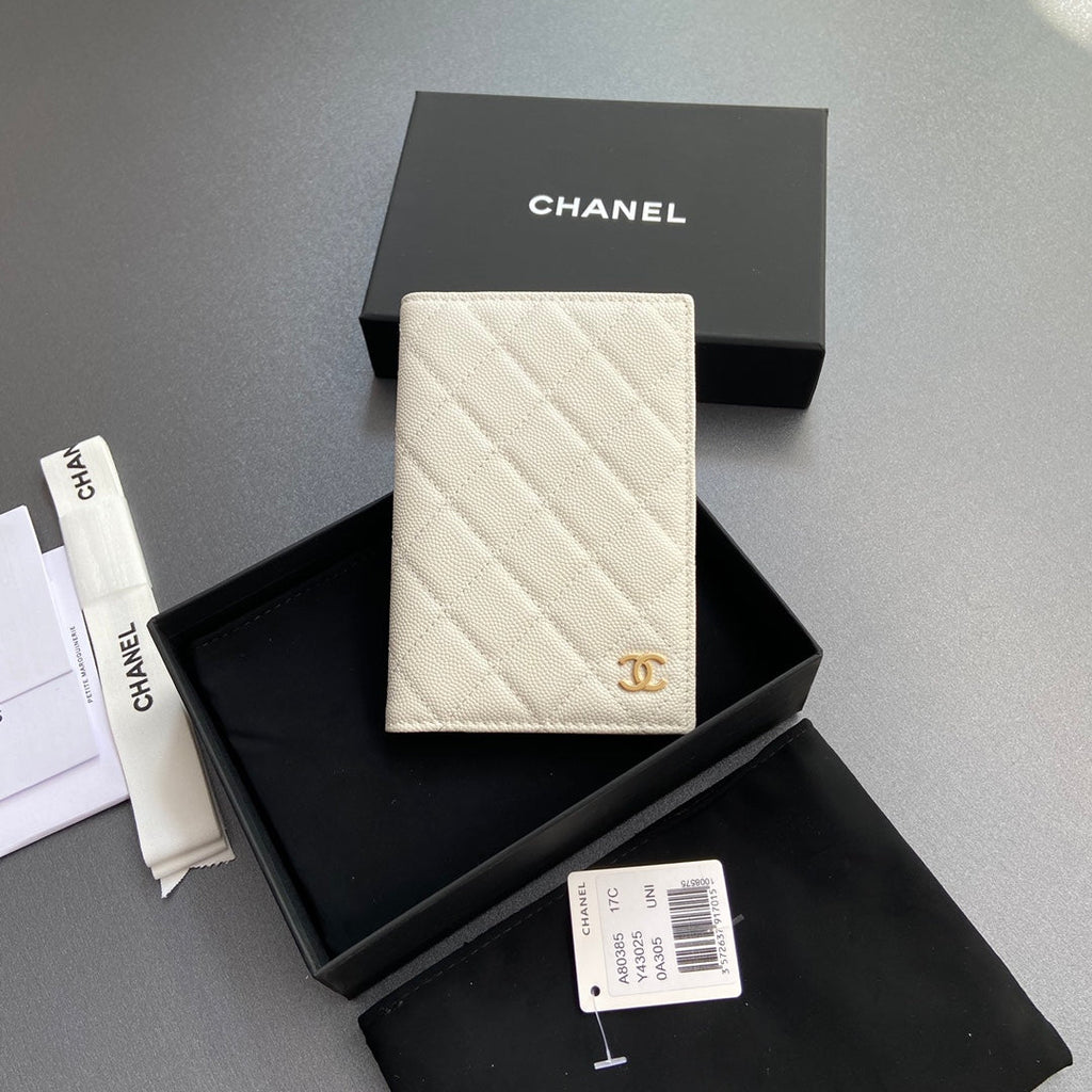 CC Passport Holder White Caviar 234705