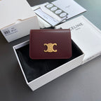 TRIOMPHE 622 Compact Wallet Burgundy Leather