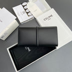 TRIOMPHE Large Wallet 16 Black Satinated Cowhide