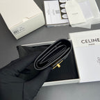 TRIOMPHE 16 Small Trifold Wallet Black Cowhide Leather