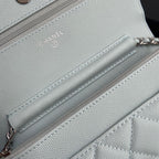 CC Woc 20cm White Grained Calfskin Silver Hardware