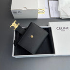 TRIOMPHE Fine Strap Wallet Nino Black Grain Cowhide GHW