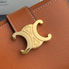 TRIOMPHE Fine Strap Wallet Nino Brown Grain Cowhide GHW