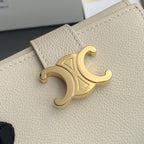 TRIOMPHE Fine Strap Wallet Nino Beige Grain Cowhide GHW
