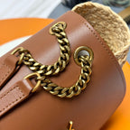 YSL SMALL 23CM MANON BEIGE RAFFIA TAN CALFSKIN