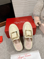 VIV' RANGERS MULES IN CREAM SHINY CALFSKIN GOLD BUCKLE