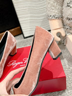 BELLE VIVIER PUMPS IN CANTALOUPE VELVET
