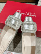 BELLE VIVIER PUMPS IN SILVER METALLIC LIZARD EMBOSSED CALFSKIN