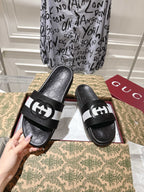 SANDALS 25S IN BLACK AND WHITE MIX RED LAMBSKIN EMBOSSED LOGO STYLE 3