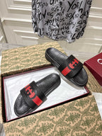 SANDALS 25S IN BLACK MIX RED LAMBSKIN EMBOSSED LOGO STYLE 2